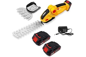 Yeelan Cortasetos con batería, 24 V, batería 2 en 1, cortasetos, eléctrica, portátil, con 2 baterías recargables para jardín y césped