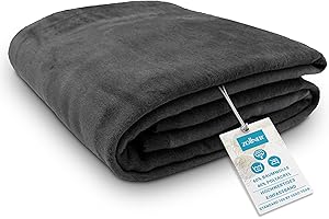 ZOLLNER Kuscheldecke flauschig in 150x200 cm - weiche und langlebige Sofadecke in Graphit - waschbar bis 40°C - Mischgewebe - mit elegantem Einfassband - Hotelqualität - Oeko Tex® Zertifiziert
