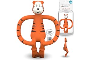 Streichholz-Affe Matchstick Monkey Beißring Tiermotiv - Baby Zahnungshilfe - weiche Noppen massieren wundes Zahnfleisch - Silikon - BPA-frei - Greifling für Zahnen ab 3 Monaten - Teddy Tiger