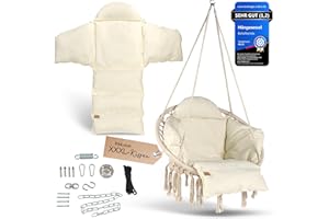 ‎BM BELLAMATILDA BELLAMATILDA® Premium Hängesessel mit Korb & XXL Kissen + 360° Montagezubehör - Outdoor & Indoor Hängeschaukel - Hängesitz/Hängestuhl ohne Gestell für Garten, Wohnzimmer, Balkon - Hängekorb bis 150kg