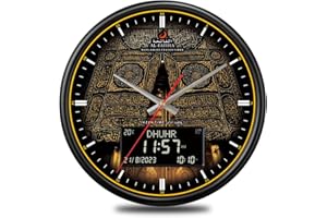 AL SALAMA Horloge Azan LED de prière musulmane - Horloge murale numérique Athane pour la maison/le bureau/la mosquée (noir)