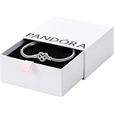 Pandora Moments Pulsera de plata de ley con cadena de serpiente y cierre en forma de coraz&oacute;n y s&iacute;mbolo de infinito con circon