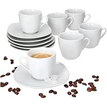 MamboCat Set Di 6 Tazze Da Cappuccino Blu Con Piattini, 200 Ml - 4