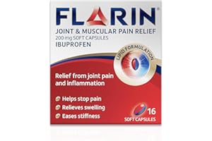 Flarin Joint and Muscular Pain Relief, 200 mg Soft Capsules, Muscle, Rheumatic, Joint and Back Pain Relief, Lipid Ibuprofen, Unique Lipid Formulation, Painkillers, 16 Soft Capsules