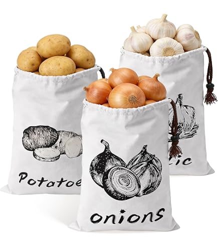 STOWBERRY Kartoffelaufbewahrungstasche, umweltfreundlich, 100 % Baumwolle, 5 kg Kapazität, Kartoffelbeutel zum Aufbewahren und Frischhalten von Kartoffeln, 40 x 30 cm Küche, Haushalt & Wohnen