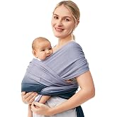 Momcozy Adjustable Baby Carrier Wrap, 3.6-15 kg, OEKO-TEX | From newborn, ergonomic M posture, 95% polyester + 5% spandex, br