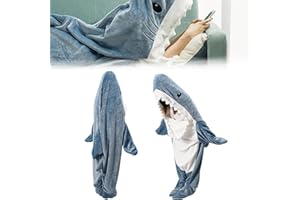 AOBLOK Hai Decke Erwachsene, Flanell Shark Blanket, Hai Decke zum Anziehen Erwachsene, Shark Schwanz Decke Hai Decke Schlafsack Kostüm Für Cosplay-Shows, Cartoon-Pyjamapartys,Verkleidungen (170cm)