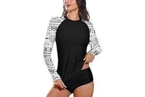 BesserBay Damen Surf Shirt UPF 50+ Rundhals Langarm Sonnenschutz Rash Guard S-XXL