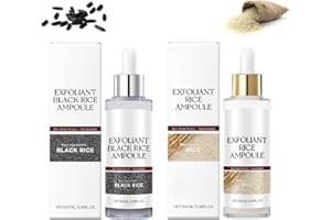 GENERISCH Dúo de Ampulas de Arroz Luminoso, Ampula de Arroz Negro y Suero Exfoliante de Arroz Blanco, arroz blanco y negro como exfoliante, apertura de poros, exfoliación suave, eliminador de puntos negros