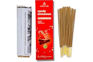 CALMVEDA Candy Cinnamon Incense Stick Holiday - Incense (80 Sticks) Spicy, Creamy Vanilla and Flavorful Tangerine Incense | Charcoal Free, Made from Upcycled Flowers | Fall Incense Sticks for Holiday Fun