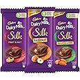 Cadbury Dairy Milk Silk Large Chocolates Combo (1 X Silk Roast Almond, 1 X Silk Fruit And Nut And 1 X Silk Hazelnut) - 423 Gm