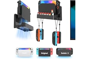 Kosker Supporto Muro per Nintendo Switch 2/OLED/Originali con 14 Slot per Giochi e Gancio per Joy-con, Staffa di Supporto Dietro la TV