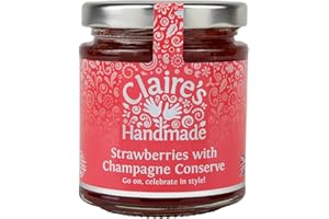 Claire's Handmade - Strawberry with Champagne Conserve (227g) - Perfect Treat to Enjoy with Scones & More, Suitable for Vegetarian, Vegan & Gluten Free Diets, GMO Free