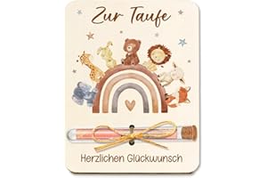 Happirra Taufgeschenke für Mädchen Jungen, Geldgeschenk Verpackung für Taufe Mädchen Junge, Taufkarte Holz mit Reagenzgläser, Taufe Geschenk