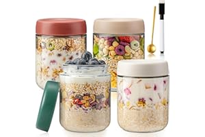 QIMYGIFT Overnight Oats Gläser mit Deckel, 500ml Einmachgläser mit Schraubdeckel Meal Prep Gläser für Hausgemachte Marmelade, Babynahrung, Einlegen, Einmachen, Mason Jar, Sauerteig