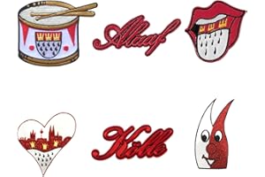 ANIMACOSER 6 Stück Bügelbilder Karneval Rot Weiß Bügelbilder Köln Hippie Herz Alaaf Bügelbild Aufnäher Köln Bügelaufkleber Kleidung Accessoires Karneval