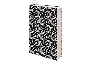 Kuiaobaty Black Book Sleeve Cover for Bible, Novel, Crescent Moon Stars Patterned Book Slip on Jacket Washable Fabric