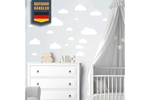 ELES VIDA 40 parti nuvole con decalcomanie da muro per bambini set vivaio - adesivo da parete trucioli di legno colori pastello carta da parati per bambini adesivo da attaccare, pellicola da parete