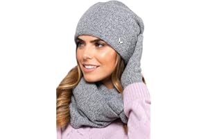 Kamea Winterset für Damen Anna 2-Teilig bestehend aus Loop-Schal und Wintermütze, Beanie, Damenschal als Winter-Schal, hergestellt in EU