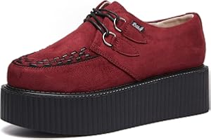 RoseG Chaussures à Lacets Plates pour Femme Gote Punk Creepers