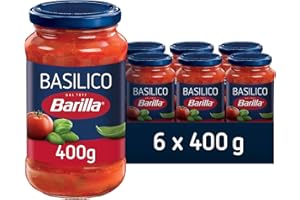 Barilla Sugo al Pomodoro e Basilico 100% Italiano, Sugo Pronto per Pasta, 6 Barattoli da 400 g
