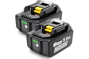 MoeuGreenBattX Batteria di ricambio per Makita 18v: 5.0Ah agli ioni di litio compatibile con BL1850B BL1850 BL1860B BL1860 BL1840 BL1830 BL1820 194205-3 LXT-400 (2 pezzi)