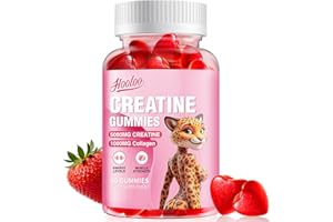 HOOLOO Creatine Gummies 5000mg Creatine Monohydrate with 1000mg Collagen (1 Month Supply) for Men & Women, Vegan & Sugar-Free, Easy Pre/Post Workout Gym Support for Performance and Muscle Power (60 Count)