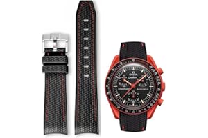 AIYIRUO Cinturini per Orologi per Omega x Swatch MoonSwatch Orologio 20mm Gomma Speedmaster Cinturino di Ricambio,Bracciale Curvo per Uomo Bracciale Omega X Swatch Moonswatch