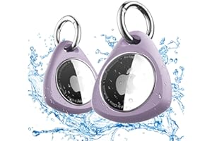 iFalarila wasserdichte Hülle mit Schlüsselanhänger für AirTag - Stoßfest, Kratzfest TPU Schutzhülle mit Frontabdeckung, Rundumschutzer Anhänger, Case, Zubehör für Apple Air Tag - 2er Pack (Violett)