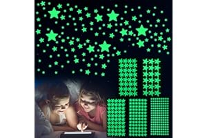 ZEXOWIJ Stelle Luminose Cameretta, 316 Pezzi Stelle Adesive Fluorescenti da Parete, Autoadesive Stelle e Luna Luminose da Soffitto, Decorazioni per Cameretta Bambini, Stelline Luminose Adesive Decorative