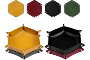 BLUHEN Lot de 4 plateaux à dés DND 4 couleurs - En cuir hexagonal - Pour donjons et dragons - Dés RPG - Pour jeux et autres jeux de table