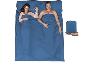 BREENHILL Sleeping Bag Liner Camping Sheets & Travel Sheet Hostels & Traveling Sleep Sack for Backpacking, Hotels Lightweight Single & Double Camping Sleeping Bag Liners with Zipper Comfortable