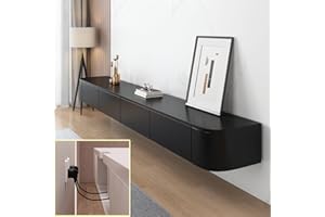 XDXINY Consola de TV flotante de gran tamaño montado en la pared, armario de TV con múltiples compartimentos de almacenamiento, adecuado para sala de estar, dormitorio, etc. (negro, 160 x 20 x 24 cm)