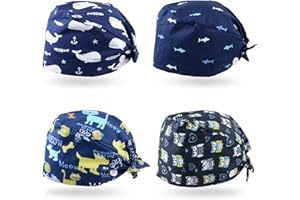 Wisebom OP Haube Baumwoll Peeling-Mütze mit Schweißband und Knöpfen Chirurgische Hut Staubkappe Verstellbar Bandana Cap Kochmütze für Damen Herren