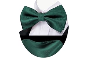 Dubulle Mens Silk Pre-tied Bowtie and Pocket Square Cufflinks Set for Wedding Party