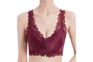 TELUSU Sexy Spitzen-Mastektomie-BHS for Frauen Vorderer Verschluss Unterwäsche Drahtfrei Brustprothese Sport-BH Mit Taschen (Color : Purple, Size : L/Large)