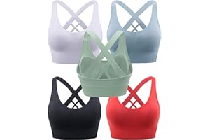 Heersan Damen Sport BH Yoga Bra mit Gepolstert Bustier Damen Tank Top BH Ohne Bügel für Sportarten mit Mittlerer Belastbarkeit Rücken Verkreuzt Sport-BHS Top für Fitness Lauf Joggen Yoga