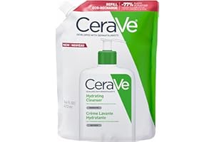 CeraVe - Crème Lavante Hydratante Eco Recharge, Visage et Corps, Nettoie et Hydrate Sans Altérer la Barrière Cutanée, Aux 3 Céramides Essentiels plus Acide Hyaluronique, Peau Normale à Sèche, 473 ml