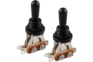 Futheda 2 pcs Noir 3 façons Guitare courte droite Interrupteur à bascule Sélecteur Pickup pour guitare électrique, crème Pointe