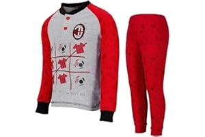 Planetex Pigiama Milan Bimbo Abbigliamento Calcio ACM Milan Pigiami Maniuca Lunga Leggeri PS 26910