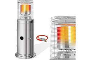 KESSER® Grzejnik gazowy KE12 na taras, grzejnik tarasowy, grzejnik na taras, ogrzewanie na świeżym powietrzu, 10 kW, grzejnik gazowy, grzejnik – w zestawie osłona ochronna, stal szlachetna