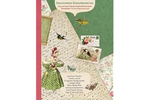 Decoupage Scrapbooking Collectible Green Tones Papercraft Ephemera To Cut And Collage: 14 sheets-28 Pages 8x11 inch Paperback with 140+ Scraps