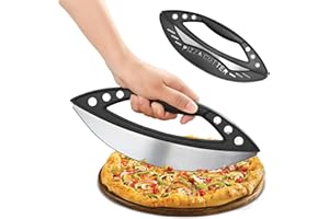 Foyucool Tagliapizza Grande con Coperchio Protettivo, 29 cm Pizza Cutter in Acciaio Inox, con 6 Fori per Sbucciare le Erbe, Manico Ergonomico Antiscivolo per Affettare Pizze, Torte, Pane ed Erbe