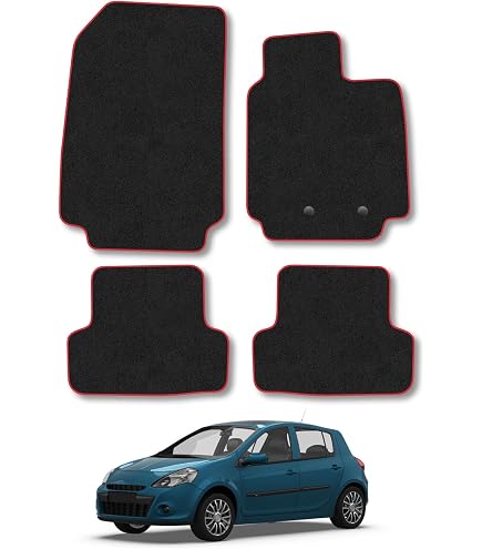 4-Piece Black Carpet Floor Mat Set For Renault Clio MK II (1998-2005) - Right Hand Drive, Anti-Slip