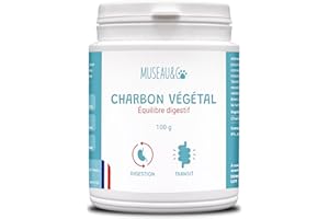 Museau & Co Charbon Actif pour Chien et Chat – Anti Diarrhée pour Chien et Chat – Soutien la Digestion – Contre la Constipation du Chat – Flatulences du Chien – 100gr Fabriqué en France
