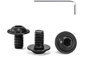 Tunejoy 30 Pièces Vis à Tête Bombée avec Bride M6 x 10 mm Noir Vis à Six Pans Creux en Acier Inoxydable A2 V2A Boulons à Tête Hexagonale avec Clé Allen Filetage Complet