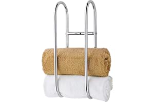 PALAKLOT Wall Mounted Towel Rail Bathroom Storage Rail Modern Decorative Metal Wall Mount Towel Rack Organizer for Storage of Bathroom Towels Chrome/Steel