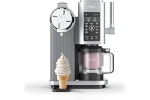 NINJA Swirl by CREAMi Machine a Glace et Sorbetière, 13 modes, Machine a glaces l’italienne Intégré, Avec 2 pots + Livre de Recettes, Pièces Amovibles Lavables au Lave-Vaisselle, Gris platine NC701EU