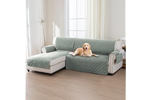 BellaHills 100% Wasserdicht Sofabezug Ecksofa l Form(247cm) Sofa Überzug Couchbezug Eckcouch Sofaschutz Sofaschoner rutschfest Sofabezüge, Lilienkissen