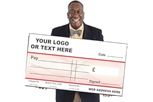 CHICBANNERS Blank Cheque Paper Presentation Charity Large 1m Wide x 50cm deep Cheque Check for Photoshoots Gloss Laminated use with Write and Wipe Pen W7